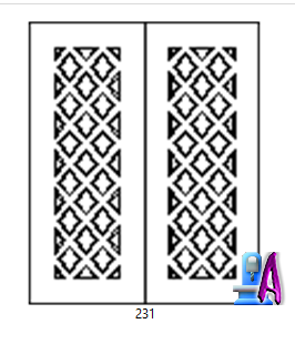 2D Artcam Door Full Wood Double Door Design