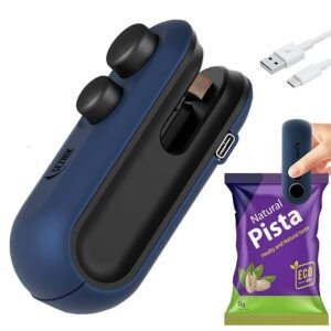 Seznik Mini Heat Sealing Machine – Handheld Bag Sealer for Snacks, Food, Chips, Plastic Bags – Portable Resealer with 1-Year Warranty (Dark Blue)